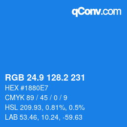 カラーコード: RGB 24.9 128.2 231 | qconv.com