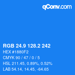 カラーコード: RGB 24.9 128.2 242 | qconv.com