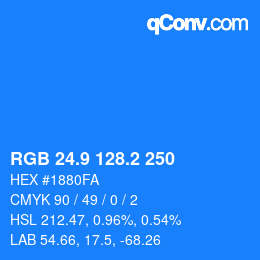 Color code: RGB 24.9 128.2 250 | qconv.com