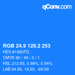 カラーコード: RGB 24.9 128.2 253 | qconv.com