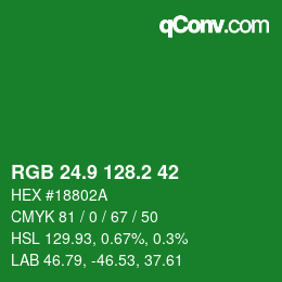 カラーコード: RGB 24.9 128.2 42 | qconv.com