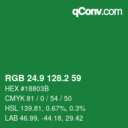 カラーコード: RGB 24.9 128.2 59 | qconv.com