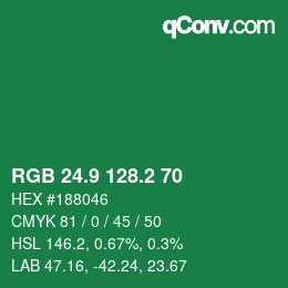カラーコード: RGB 24.9 128.2 70 | qconv.com