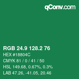 カラーコード: RGB 24.9 128.2 76 | qconv.com