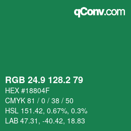 カラーコード: RGB 24.9 128.2 79 | qconv.com