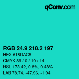カラーコード: RGB 24.9 218.2 197 | qconv.com