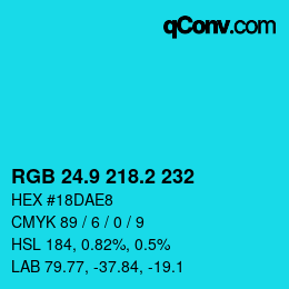 カラーコード: RGB 24.9 218.2 232 | qconv.com