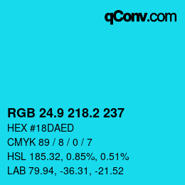 カラーコード: RGB 24.9 218.2 237 | qconv.com