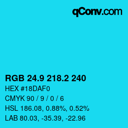 カラーコード: RGB 24.9 218.2 240 | qconv.com
