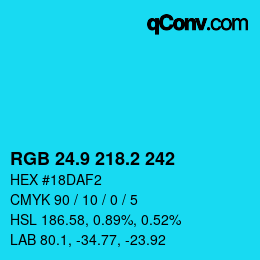 カラーコード: RGB 24.9 218.2 242 | qconv.com