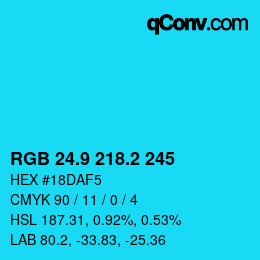 カラーコード: RGB 24.9 218.2 245 | qconv.com