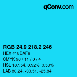 Color code: RGB 24.9 218.2 246 | qconv.com