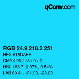 カラーコード: RGB 24.9 218.2 251 | qconv.com