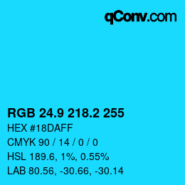 カラーコード: RGB 24.9 218.2 255 | qconv.com