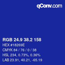 カラーコード: RGB 24.9 38.2 158 | qconv.com