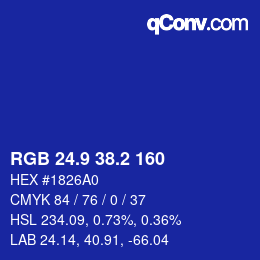 カラーコード: RGB 24.9 38.2 160 | qconv.com