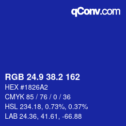 カラーコード: RGB 24.9 38.2 162 | qconv.com