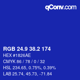 カラーコード: RGB 24.9 38.2 174 | qconv.com