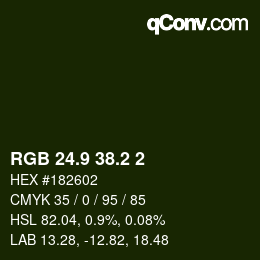 Color code: RGB 24.9 38.2 2 | qconv.com