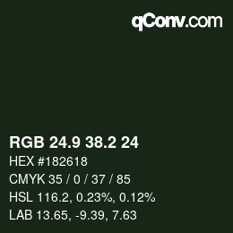 カラーコード: RGB 24.9 38.2 24 | qconv.com
