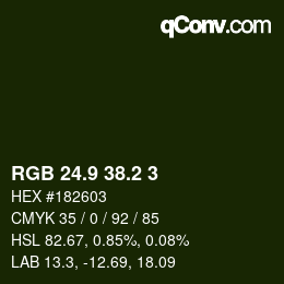 Color code: RGB 24.9 38.2 3 | qconv.com