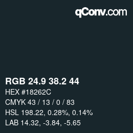 カラーコード: RGB 24.9 38.2 44 | qconv.com