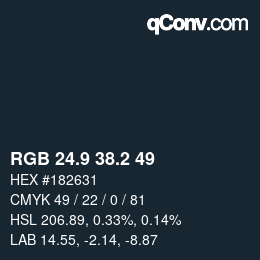 Farbcode: RGB 24.9 38.2 49 | qconv.com
