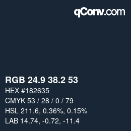 Farbcode: RGB 24.9 38.2 53 | qconv.com