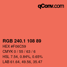 カラーコード: RGB 240.1 108 89 | qconv.com