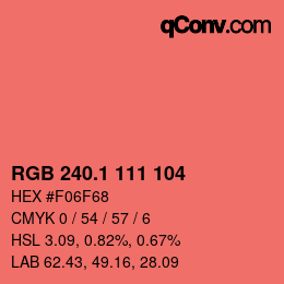カラーコード: RGB 240.1 111 104 | qconv.com