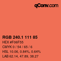 カラーコード: RGB 240.1 111 85 | qconv.com