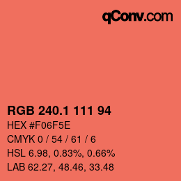 カラーコード: RGB 240.1 111 94 | qconv.com