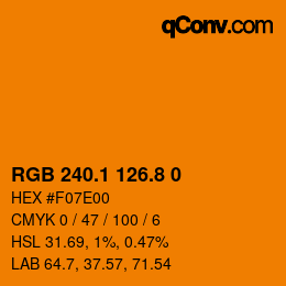 Color code: RGB 240.1 126.8 0 | qconv.com