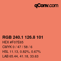 カラーコード: RGB 240.1 126.8 101 | qconv.com