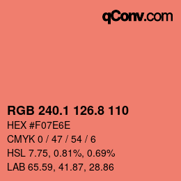 カラーコード: RGB 240.1 126.8 110 | qconv.com