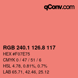 カラーコード: RGB 240.1 126.8 117 | qconv.com