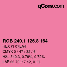 カラーコード: RGB 240.1 126.8 164 | qconv.com