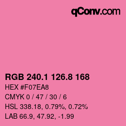 カラーコード: RGB 240.1 126.8 168 | qconv.com