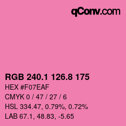 カラーコード: RGB 240.1 126.8 175 | qconv.com