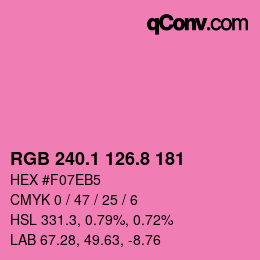 カラーコード: RGB 240.1 126.8 181 | qconv.com