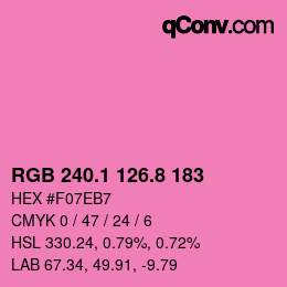 カラーコード: RGB 240.1 126.8 183 | qconv.com