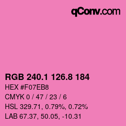カラーコード: RGB 240.1 126.8 184 | qconv.com