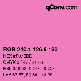 カラーコード: RGB 240.1 126.8 190 | qconv.com