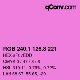 カラーコード: RGB 240.1 126.8 221 | qconv.com