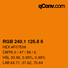 カラーコード: RGB 240.1 126.8 6 | qconv.com