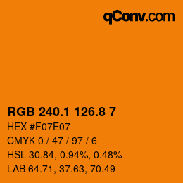 カラーコード: RGB 240.1 126.8 7 | qconv.com