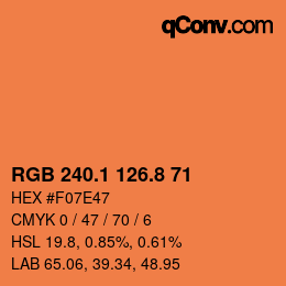 カラーコード: RGB 240.1 126.8 71 | qconv.com