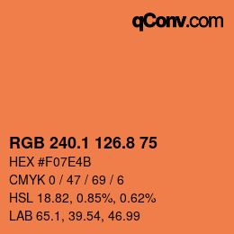 カラーコード: RGB 240.1 126.8 75 | qconv.com