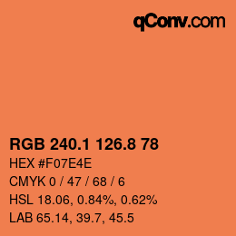 Color code: RGB 240.1 126.8 78 | qconv.com