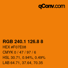 カラーコード: RGB 240.1 126.8 8 | qconv.com